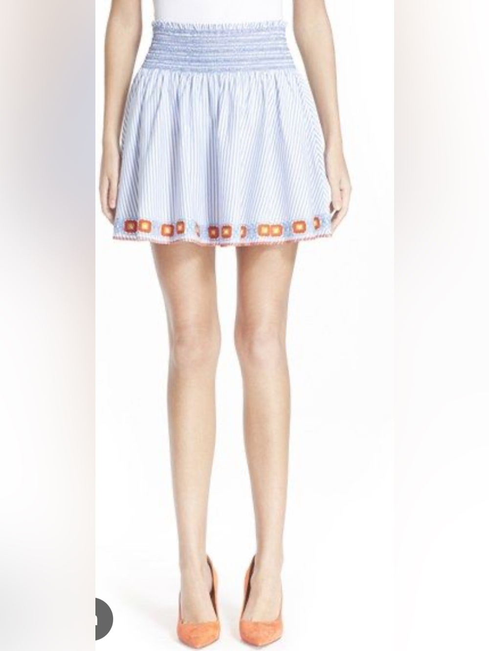 Tory Burch Grace Embroidered
Striped Cotton Oxford Mini Skirt size medium